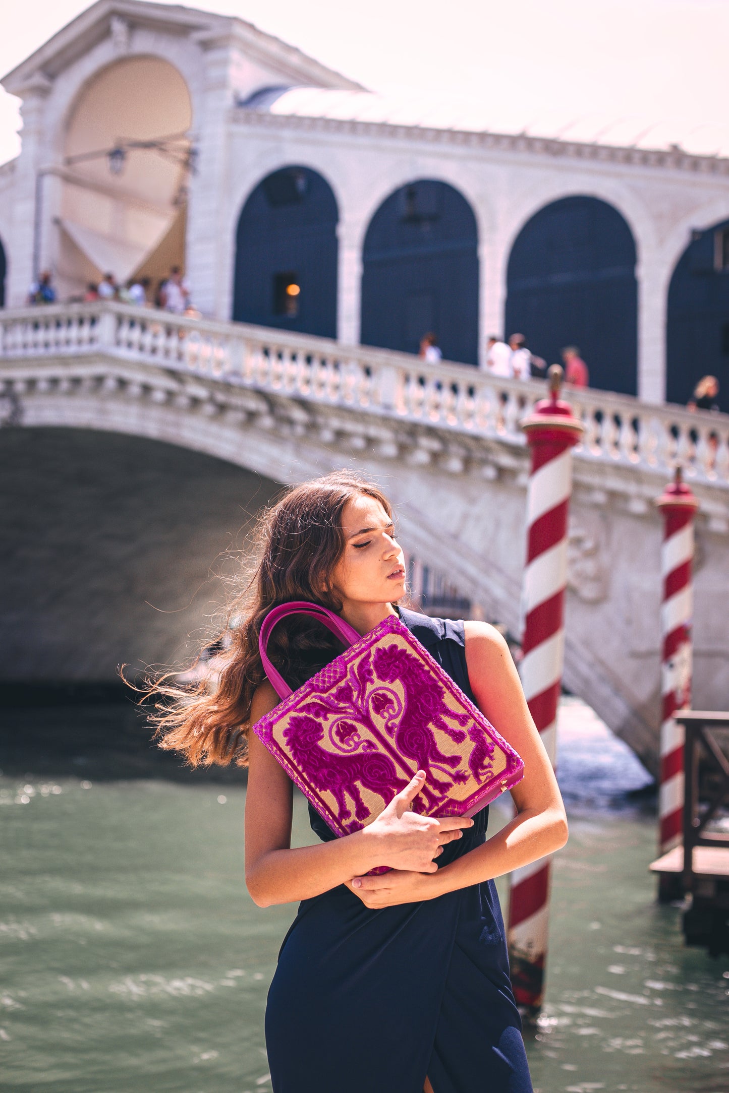 Sofia Tote with Pochette Black Croc